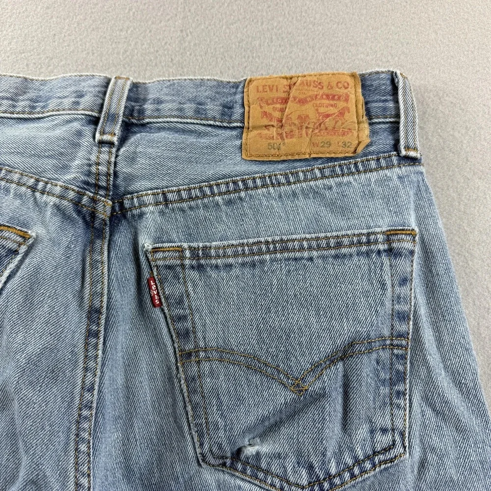 Levis 501 Jeans Mens 29x32 (Fit 29x30) Light Wash Straight Denim Button Fly